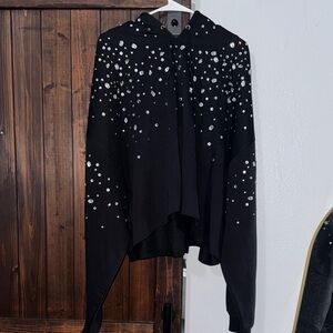 Good American Black Hoodie with Silver Details